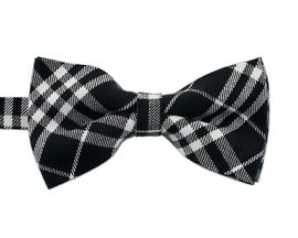 [MAESIO] BOW7151 BowTie Check Cotton Blend Black _ Pre-tied bow ties Formal Tuxedo for Adults & Children, For Men Boys, Business Prom Wedding Party, Made in Korea