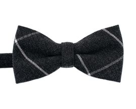 [MAESIO] BOW7167 BowTie  Check Wool Cotton Charcoal_ Pre-tied bow ties Formal Tuxedo for Adults & Children, For Men Boys, Business Prom Wedding Party, Made in Korea