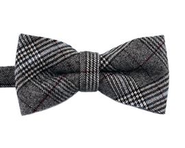 [MAESIO] BOW7170  BowTie  Check Wool Cotton Gray _ Pre-tied bow ties Formal Tuxedo for Adults & Children, For Men Boys, Business Prom Wedding Party, Made in Korea