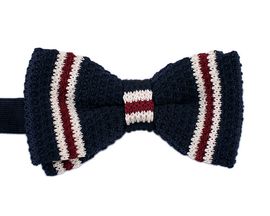 [MAESIO] BOW7197  BowTie Stripe knit Navy _ Pre-tied bow ties Formal Tuxedo for Adults & Children, For Men Boys, Business Prom Wedding Party, Made in Korea