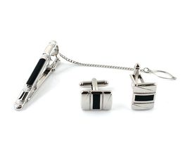 [MAESIO] KPC1023_Tie Clip, Tie Pin and Cufflinks Button for Men, Onyx, Rhodium Plating _ Made in KOREA