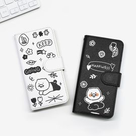 S2B KAKAO FRIENDS CHOONSIK DOODLE DOODLE Galaxy – Clear Floral Print, Slim Wallet Design, Magnetic Closure - Made in Korea