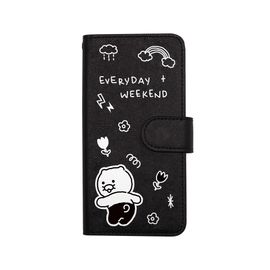 S2B KAKAO FRIENDS CHOONSIK DOODLE DOODLE Galaxy – Clear Floral Print, Slim Wallet Design, Magnetic Closure - Made in Korea