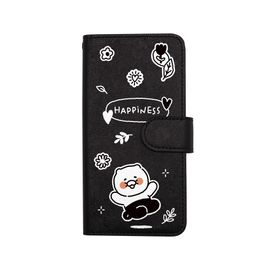 S2B KAKAO FRIENDS CHOONSIK DOODLE DOODLE Galaxy – Clear Floral Print, Slim Wallet Design, Magnetic Closure - Made in Korea