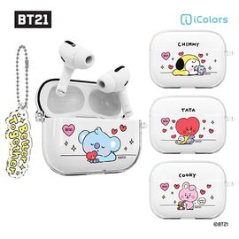 [S2B] BT21 My Little Buddy Airpods Pro Clear Slim Case _ BTS Character, Protective Hard Case for Apple Airpods Pro with Keychain _ Made in Korea