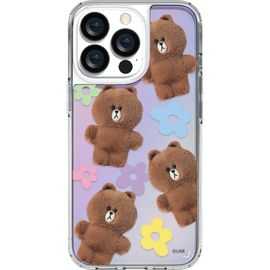 [S2B] Line Friends Fluffy Pattern  Hologram Phone Bumper_Anti-shock, anti-scratch, Double structure, high-resolution printing_Made In Korea