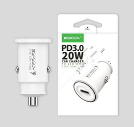 [S2B] SPEEDY PD Fast Car Charger 20W _ with USB C to USB C Cable, USB Type-C Fast Charger, Cable Detachable Charger, 1-Port Cigarette Lighter Adapter Compatible with iPhone Samsung Galaxy
