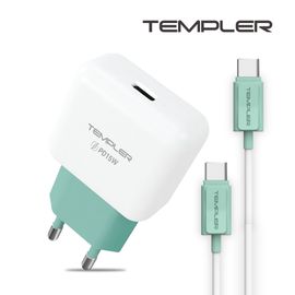[S2B] TEMPLER PD 15W USB C Charger 1Port _ with USB C to USB C Cable, Type-C Fast Wall Charger, Cable Detachable Charger, 1Port Power Adapter Compatible with iPhone Samsung Galaxy