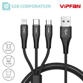 [S2B] VIPFAN A1 3in1 Cable _ 5-pin cable 8-pin cable Type-C cable, Micro USB, 8-pin, Type-C_Made in Korea