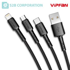 [S2B] VIPFAN X2 3in1 Cable_5-pin cable 8-pin cable Type-C cable, 1.5m, simultaneous charging, overload protection, trickle charging_Made in Korea