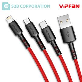 [S2B] VIPFAN X2 3in1 Cable_5-pin cable 8-pin cable Type-C cable, 1.5m, simultaneous charging, overload protection, trickle charging_Made in Korea