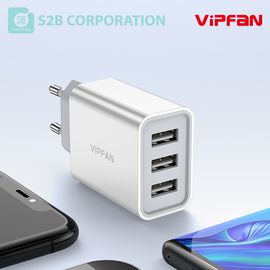 [S2B] VIPFAN K3 3-Port USB Charger - Multi Charger Adapter for High-Speed Business Travel Home Use - Made in Korea