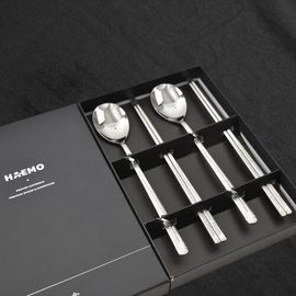 [HAEMO] Golf Silver Cutlery 2 Set-Spoon Chopsticks Korean Stainless Steel Cutlery-Made in Korea