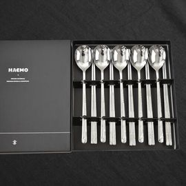 [HAEMO] Golf Silver Cutlery 5Set-Spoon Chopsticks Korean Stainless Steel Cutlery-Made in Korea