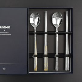 [HAEMO] Golf Gold Silver Cutlery 2 Set-Spoon Chopsticks Korean Stainless Steel Cutlery - Made in Korea