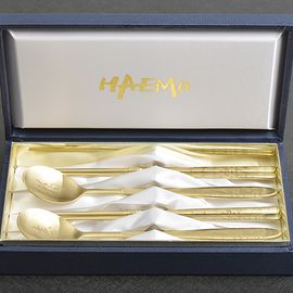 [HAEMO] Ten Symbols of Longevity Untact Titanium Spoon Chopsticks 2Set (Silk box)-Spoon Chopsticks Korean Stainless Steel Cutlery-Made in Korea