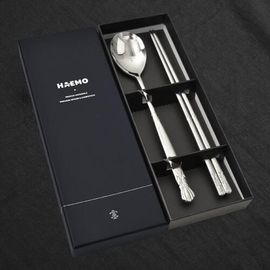 [HAEMO] Crown Cosmos Spoon Chopsticks 1Set-Spoon Chopsticks Korean Stainless Steel Cutlery-Made in Korea