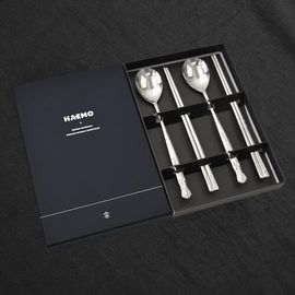[HAEMO] Crown Cosmos Spoon Chopsticks 2Set-Spoon Chopsticks Korean Stainless Steel Cutlery-Made in Korea