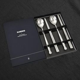 [HAEMO] Ribbon Spoon Chopsticks 2Set-Spoon Chopsticks Korean Stainless Steel Cutlery-Made in Korea
