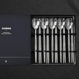 [HAEMO] Royal Hunminjeongeum Spoon Chopsticks 5Set-Spoon Chopsticks Korean Stainless Steel Cutlery-Made in Korea