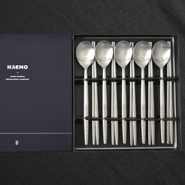 [HAEMO] Palace Hunminjeongeum Matte Spoon Chopsticks 5Set-Spoon Chopsticks Korean Stainless Steel Cutlery-Made in Korea