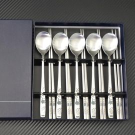 [HAEMO] Haemo Magnolia  Spoon & Chopsticks 5 Set_ Premium Stainless Steel Korean Cutlery_ Made in Korea