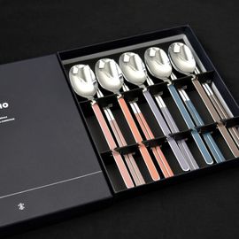 [HAEMO] Aria Ceramic Glossy Spoon & Chopstick 5 Set – Premium High-Temperature Fired Cutlery, Modern Design, Individually Packaged" _ Made in Korea