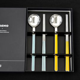 [HAEMO] Iris Ceramic Glossy Spoon & Chopstick 2 Set – Premium High-Temperature Fired Cutlery, Modern Design, Individually Packaged" _ Made in Korea