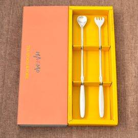 [HAEMO] Tulip& Heart  Tea Spoon & Tea Fork (LARGE) _ Heart & Tulip Motif, Elegant Gift-Ready Premium Stainless Steel, Made in Korea