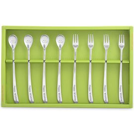 [Haemo] Happy Winking Medium Tea Spoon & Fork 8P Set – Cute Character Design, Premium Stainless Steel, Made in Korea