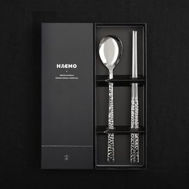  [HAEMO] 316L Hammer Spoon & Chopsticks Set – Premium Textured Design, Medical-Grade Stainless Steel, Made in Korea