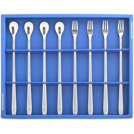 [HAEMO] Miller long Teaspoon & Fork 8P SET– Simple and Elegant Curved Design, Premium Stainless Steel, Made in Korea