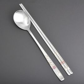 [HAEMO] Flower Couple Spoon Chopsticks Set (for Women) _ Reusable Stainless Steel, Korean Chopstick Spoon _ Made in KOREA