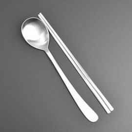 [HAEMO] Curve teenager Spoon&Chopsticks  _ Reusable Stainless Steel Korean  Spoon Chopsticks Tableware Home, Kitchen or Restaurant