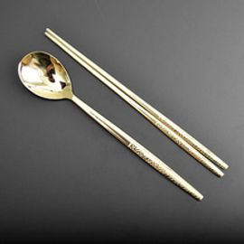 [HAEMO] gold-plated Spoon Chopsticks Set _ Reusable Stainless Steel, Korean Chopstick Spoon _ Made in KOREA