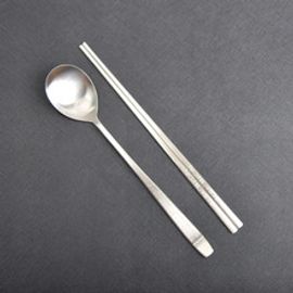 [HAEMO] Miller Hunminjeongeum (Korean Letter)  Spoon Chopsticks _ Reusable Stainless Steel Korean Chopstix Spoon Tableware Home, Kitchen or Restaurant