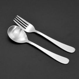 [HAEMO]  Curve Children's Spoon & Fork _ Reusable Stainless Steel Korean Chopstix Spoon Tableware Home, Kitchen or Restaurant