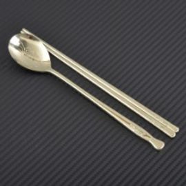 [HAEMO]  living turtle Light titanium Spoon Chopsticks _ Reusable Stainless Steel Korean Chopstix Spoon Tableware Home, Kitchen or Restaurant