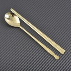 [HAEMO]  living turtle titanium  Spoon Chopsticks _ Reusable Stainless Steel Korean Chopstix Spoon Tableware Home, Kitchen or Restaurant