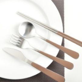 [HAEMO] Bonitto matte, Spoon, Fork, Knife, Chopsticks (Brown) _ Reusable Stainless Steel, Korean Chopsticks _ Made in KOREA