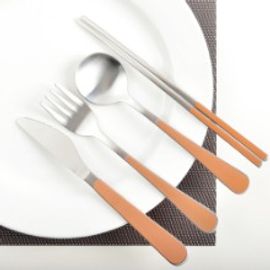 [HAEMO] Bonitto matte (Orange) _ Reusable Stainless Steel Korean Chopsticks Spoon Tableware Home, Kitchen or Restaurant