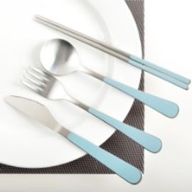 [HAEMO] Bonitto matte (Sky Blue) _ Reusable Stainless Steel Korean Chopsticks Spoon Tableware Home, Kitchen or Restaurant