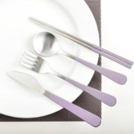 [HAEMO] Bonitto matte (Violet) _ Reusable Stainless Steel Korean Chopsticks Spoon Tableware Home, Kitchen or Restaurant