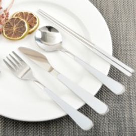 [HAEMO] Bonitto (White) Spoon & Chopsticks  _ Reusable Stainless Steel Korean Chopsticks Spoon Tableware Home, Kitchen or Restaurant