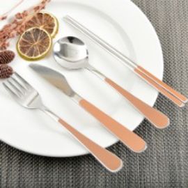 [HAEMO] Bonitto (Orange) Spoon & Chopsticks _ Reusable Stainless Steel Korean Chopsticks Spoon Tableware Home, Kitchen or Restaurant