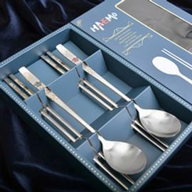 [HAEMO] Flower Couple Spoon Chopsticks 2 Set _ Reusable Stainless Steel, Korean Chopstick Spoon _ Made in KOREA