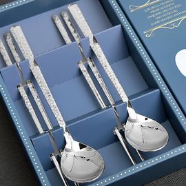 [HAEMO]Hammer Spoon Chopsticks 2Set_ Reusable Stainless Steel Korean Chopstix Spoon Tableware Home, Kitchen or Restaurant