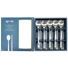 [HAEMO] Miller matte Spoon Chopsticks, 5 Set  _ Reusable Stainless Steel, Korean Chopstick Spoon _ Made in KOREA
