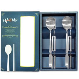 [HAEMO] Miller matte Spoon Chopsticks 2 Set  _ Reusable Stainless Steel, Korean Chopstick Spoon _ Made in KOREA