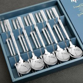 [HAEMO]Hammer Spoon Chopsticks 5Set_ Reusable Stainless Steel Korean Chopstix Spoon Tableware Home, Kitchen or Restaurant